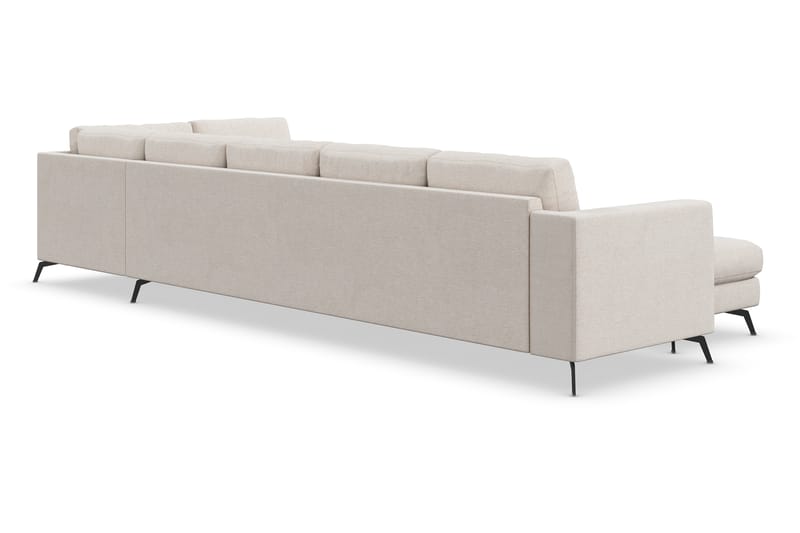 Ocean Lyx 6-sits Högervänd U-formad Soffa med Divan och Schäslong + Fotpall i Tyg - Beige - Möbler - Soffa - Divansoffor & schäslongsoffa