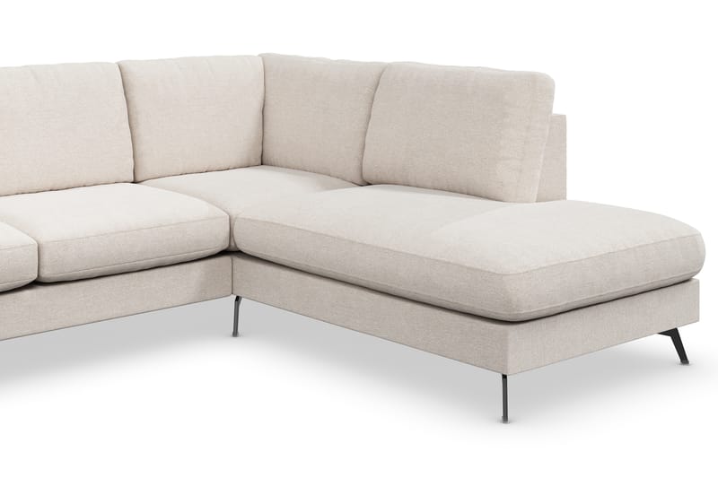 Ocean Lyx 6-sits Högervänd U-formad Soffa med Divan och Schäslong + Fotpall i Tyg - Beige - Möbler - Soffa - Divansoffor & schäslongsoffa