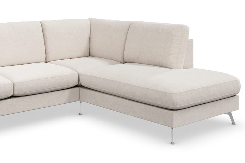 Ocean Lyx 6-sits Högervänd U-formad Soffa med Divan och Schäslong + Fotpall i Tyg - Beige - Möbler - Soffa - Divansoffor & schäslongsoffa