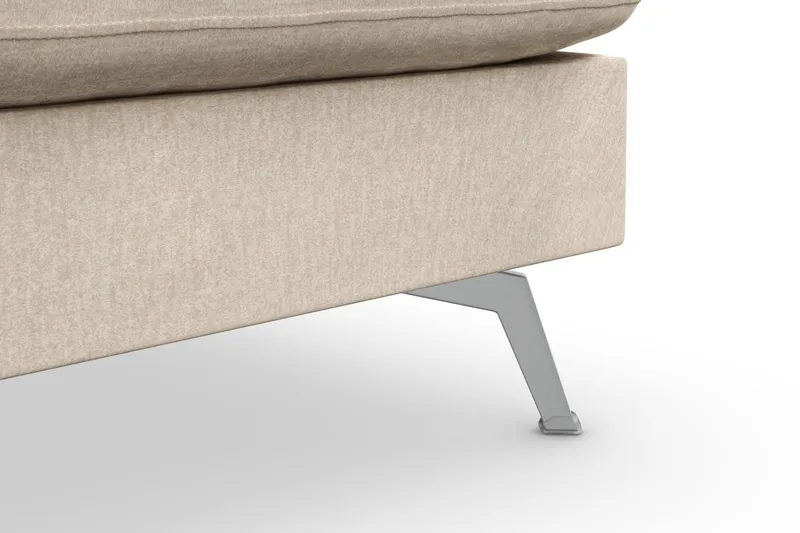 Ocean Lyx 6-sits Högervänd U-formad Soffa med Divan och Schäslong + Fotpall i Sammet - Beige - Möbler - Soffa - U-soffa