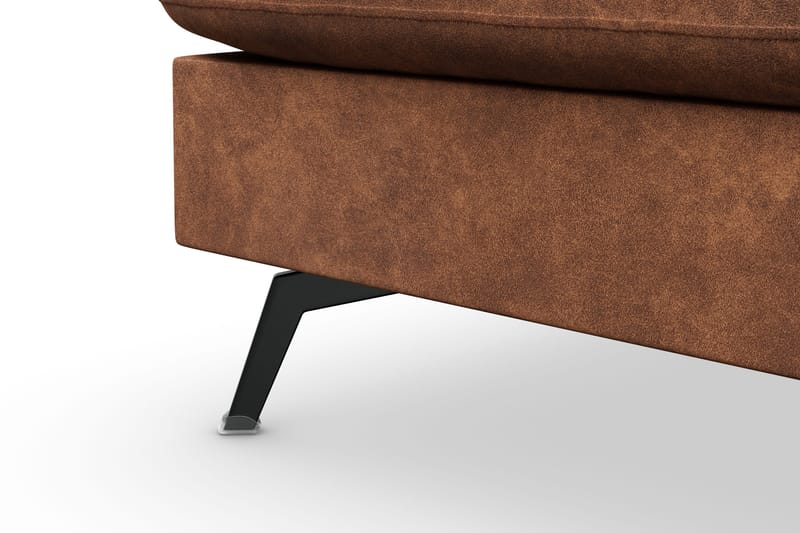 Ocean Lyx 6-sits Vänstervänd U-formad Soffa med Divan och Schäslong + Fotpall i Konstläder - Brun - Möbler - Soffa - Divansoffor & schäslongsoffa