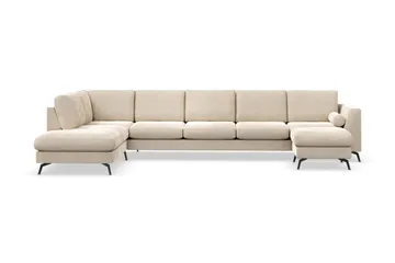 Ocean Lyx 6-sits Vänstervänd U-formad Soffa med Divan och Schäslong + Fotpall i Sammet