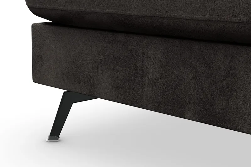 Ocean Lyx 6-sits Vänstervänd U-formad Soffa med Divan och Schäslong + Fotpall i Sammet - Mörkgrå - Möbler - Soffa - Divansoffor & schäslongsoffa