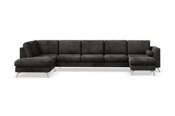 Ocean Lyx 6-sits Vänstervänd U-formad Soffa med Divan och Schäslong + Fotpall i Sammet