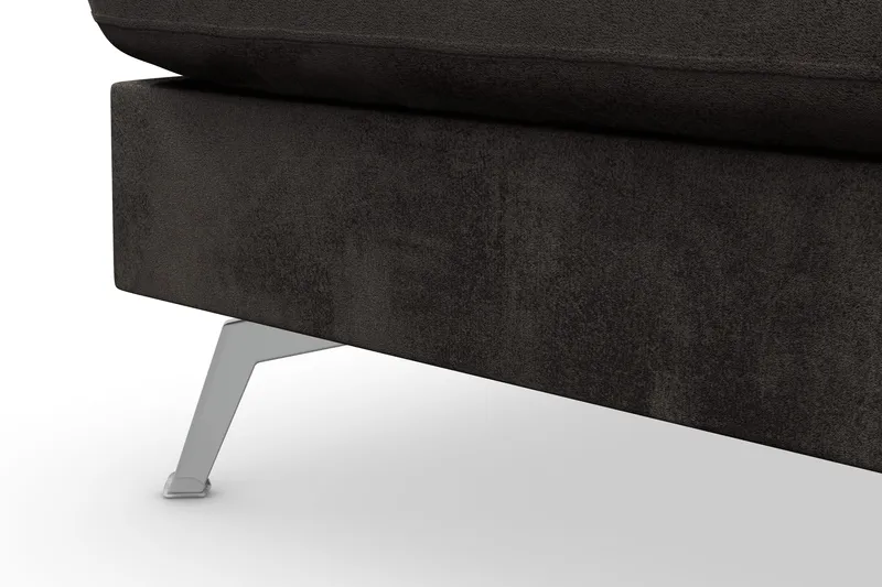 Ocean Lyx 6-sits Vänstervänd U-formad Soffa med Divan och Schäslong + Fotpall i Sammet - Mörkgrå - Möbler - Soffa - Divansoffor & schäslongsoffa