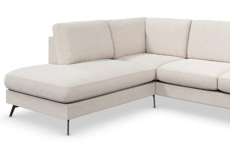 Ocean Lyx 6-sits Vänstervänd U-formad Soffa med Divan och Schäslong + Fotpall i Tyg - Beige - Möbler - Soffa - Divansoffor & schäslongsoffa