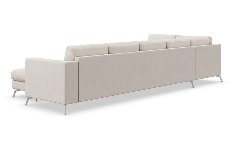Ocean Lyx 6-sits Vänstervänd U-formad Soffa med Divan och Schäslong + Fotpall i Tyg - Beige - Möbler - Soffa - Divansoffor & schäslongsoffa