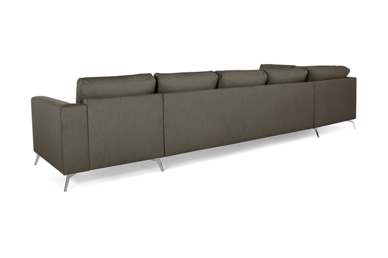 Ocean Lyx 6-sits Vänstervänd U-formad Soffa med Divan och Schäslong + Fotpall i Tyg - Mörkgrön - Möbler - Soffa - Divansoffor & schäslongsoffa