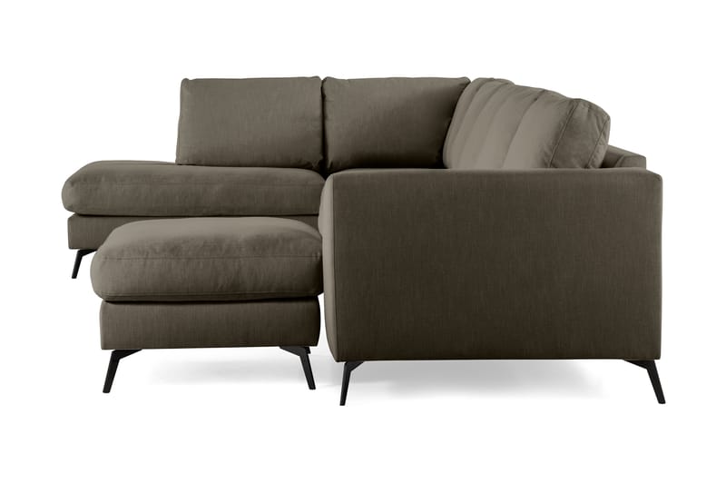 Ocean Lyx 6-sits Vänstervänd U-formad Soffa med Divan och Schäslong + Fotpall i Tyg - Mörkgrön - Möbler - Soffa - Divansoffor & schäslongsoffa