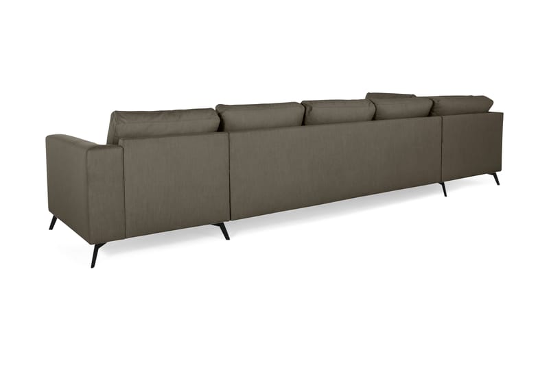 Ocean Lyx 6-sits Vänstervänd U-formad Soffa med Divan och Schäslong + Fotpall i Tyg - Mörkgrön - Möbler - Soffa - Divansoffor & schäslongsoffa