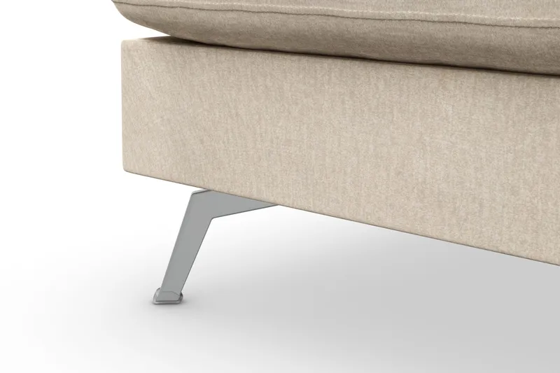 Ocean Lyx 6-sits Vänstervänd U-formad Soffa med Divan och Schäslong + Fotpall i Sammet - Beige - Möbler - Soffa - Divansoffor & schäslongsoffa