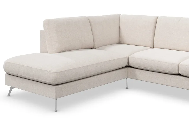 Ocean Lyx 6-sits Vänstervänd U-formad Soffa med Divan och Schäslong + Fotpall i Tyg - Beige - Möbler - Soffa - U-soffa