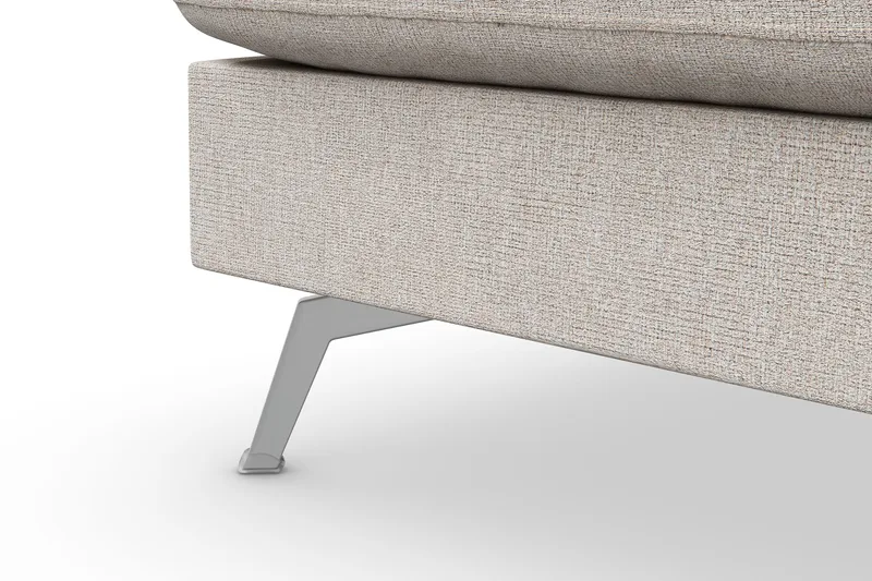 Ocean Lyx 6-sits Vänstervänd U-formad Soffa med Divan och Schäslong + Fotpall i Tyg - Beige - Möbler - Soffa - U-soffa