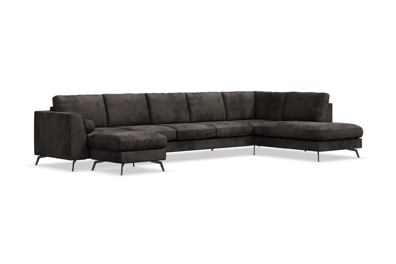 Ocean Lyx U-soffa med Schäslong Höger - Mörkgrå/Sammet - Möbler - Soffa - Divansoffor & schäslongsoffa