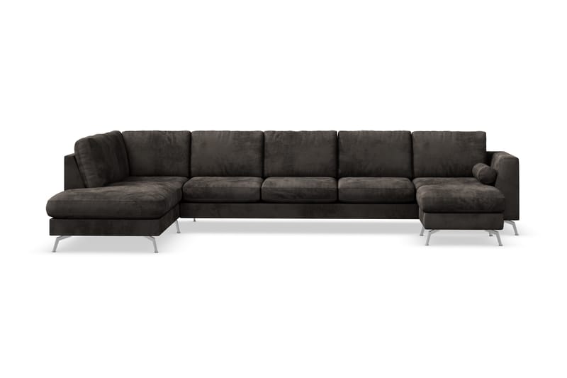 Ocean Lyx U-soffa med Schäslong Vänster - Mörkgrå/Sammet - Möbler - Soffa - Divansoffor & schäslongsoffa