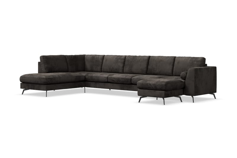 Ocean Lyx U-soffa med Schäslong Vänster - Mörkgrå/Sammet - Möbler - Soffa - Divansoffor & schäslongsoffa