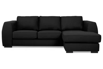 Optus 3-sits Vändbar L-formad Divansoffa i Tyg - Svart - Möbler - Soffa - Divansoffor & schäslongsoffa