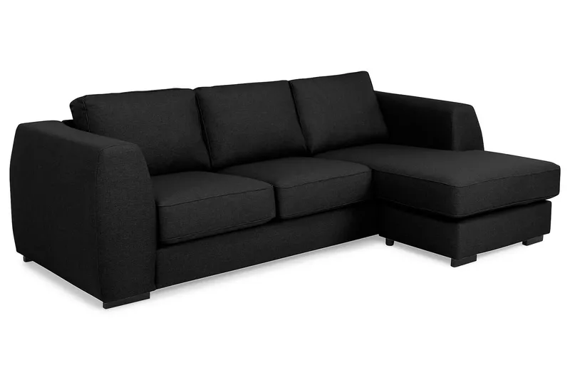 Optus 3-sits Vändbar L-formad Divansoffa i Tyg - Svart - Möbler - Soffa - Divansoffor & schäslongsoffa - 3 sits soffa med divan
