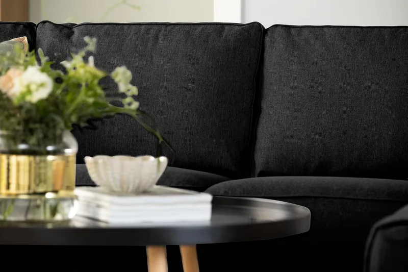 Optus 3-sits Vändbar L-formad Divansoffa i Tyg - Svart - Möbler - Soffa - Divansoffor & schäslongsoffa - 3 sits soffa med divan