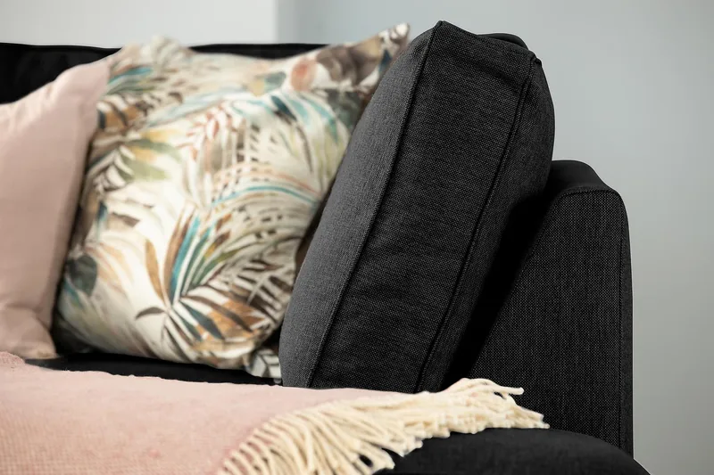 Optus 3-sits Vändbar L-formad Divansoffa i Tyg - Svart - Möbler - Soffa - Divansoffor & schäslongsoffa - 3 sits soffa med divan