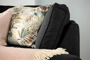 Optus 3-sits Vändbar L-formad Divansoffa i Tyg - Svart - Möbler - Soffa - Divansoffor & schäslongsoffa