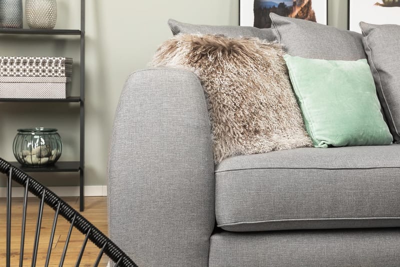 Optus 4-sits Högervänd L-formad Schäslongsoffa i Tyg inkl Kuvertkuddar - Ljusgrå - Möbler - Soffa - Divansoffor & schäslongsoffa - 3 sits soffa med divan