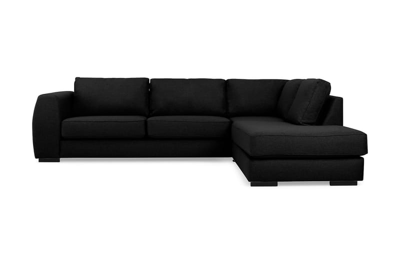 Optus 4-sits Högervänd L-formad Schäslongsoffa i Tyg - Svart - Möbler - Soffa - Divansoffor & schäslongsoffa