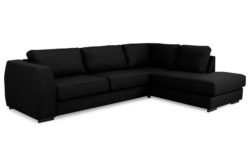 Optus 4-sits Högervänd L-formad Schäslongsoffa i Tyg - Svart - Möbler - Soffa - Divansoffor & schäslongsoffa
