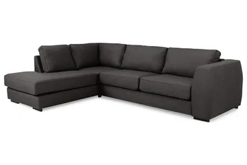 Optus 4-sits Vänstervänd L-formad Schäslongsoffa i Tyg - Mörkgrå - Möbler - Soffa - Divansoffor & schäslongsoffa