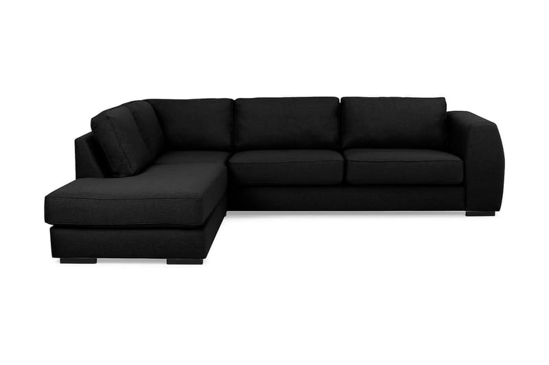 Optus 4-sits Vänstervänd L-formad Schäslongsoffa i Tyg - Svart - Möbler - Soffa - Divansoffor & schäslongsoffa