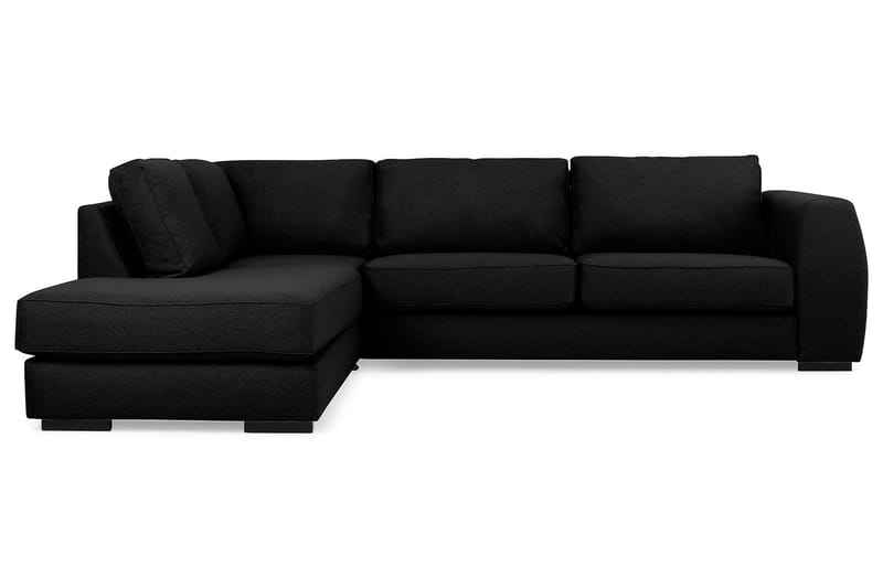 Optus 4-sits Vänstervänd L-formad Schäslongsoffa i Tyg - Svart - Möbler - Soffa - Divansoffor & schäslongsoffa