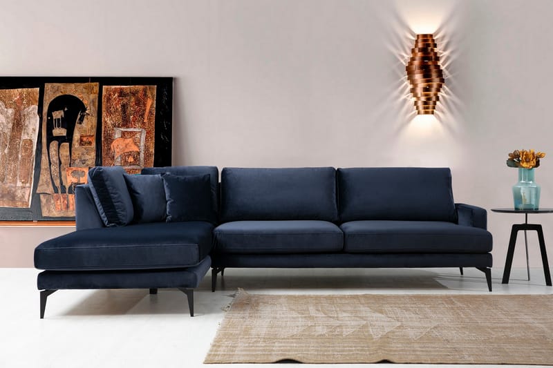 Ostberg Hörnsoffa med Divan Vänster - Blå - Möbler - Soffa - Divansoffor & schäslongsoffa