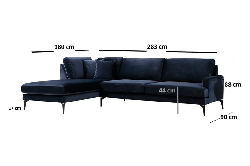 Ostberg Hörnsoffa med Divan Vänster - Blå - Möbler - Soffa - Divansoffor & schäslongsoffa