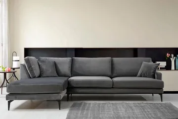 Ostberg Hörnsoffa med Divan Vänster - Svart - Möbler - Soffa - Divansoffor & schäslongsoffa