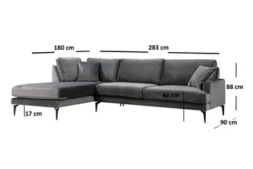 Ostberg Hörnsoffa med Divan Vänster - Svart - Möbler - Soffa - Divansoffor & schäslongsoffa