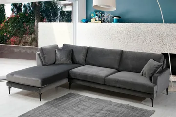 Ostberg Hörnsoffa med Divan Vänster - Svart - Möbler - Soffa - Divansoffor & schäslongsoffa