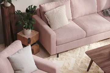 Peppe 3-sits Vändbar L-formad Divansoffa i Manchester - Rosa - Möbler - Soffa - Divansoffor & schäslongsoffa