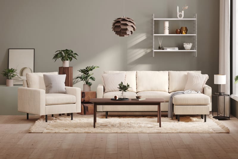 Peppe 3-sits Vändbar L-formad Divansoffa i Manchester - Beige - Möbler - Soffa - Divansoffor & schäslongsoffa