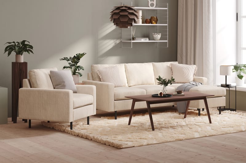Peppe 3-sits Vändbar L-formad Divansoffa i Manchester - Beige - Möbler - Soffa - Divansoffor & schäslongsoffa