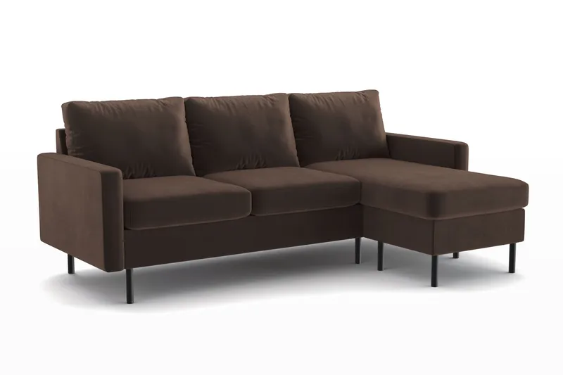 Peppe 3-sits Vändbar L-formad Divansoffa i Manchester - Brun - Möbler - Soffa - Divansoffor & schäslongsoffa