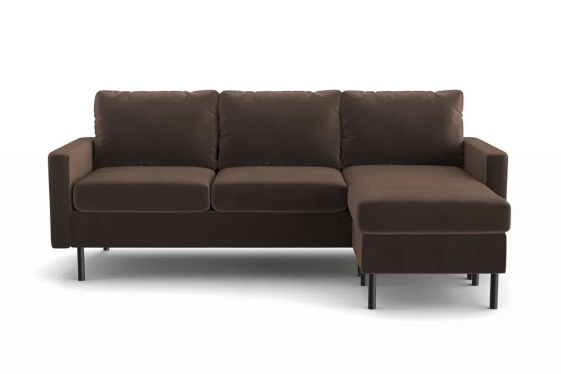 Peppe 3-sits Vändbar L-formad Divansoffa i Manchester - Brun - Möbler - Soffa - Divansoffor & schäslongsoffa