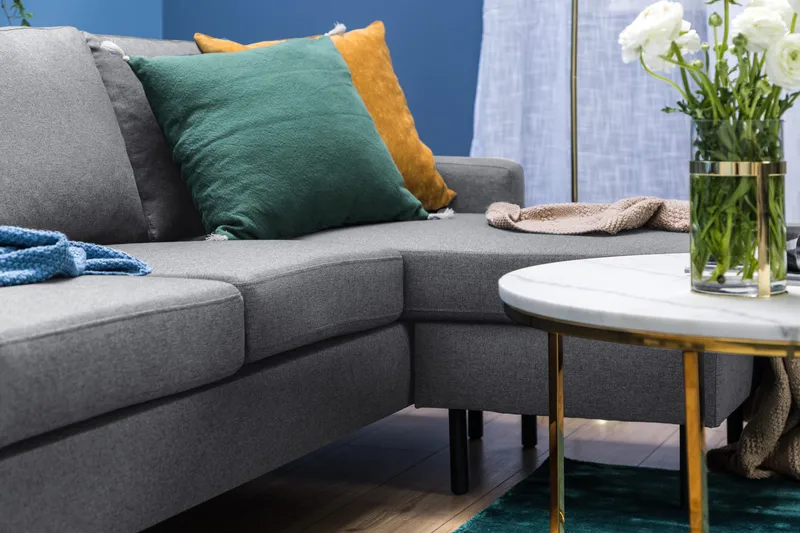 Peppe 3-sits Vändbar L-formad Divansoffa i Tyg - Ljusgrå - Möbler - Soffa - Divansoffor & schäslongsoffa