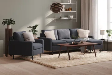 Peppe 3-sits Vändbar L-formad Divansoffa i Tyg - Mörkgrå - Möbler - Soffa - Divansoffor & schäslongsoffa