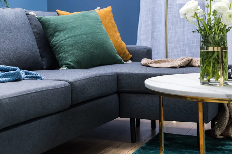 Peppe 3-sits Vändbar L-formad Divansoffa i Tyg - Mörkgrå - Möbler - Soffa - Divansoffor & schäslongsoffa