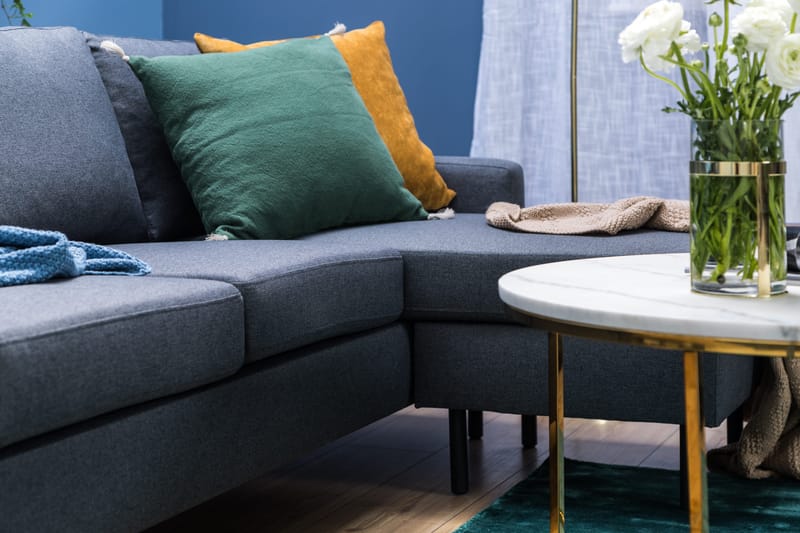 Peppe 3-sits Vändbar L-formad Divansoffa i Tyg - Mörkgrå - Möbler - Soffa - Divansoffor & schäslongsoffa