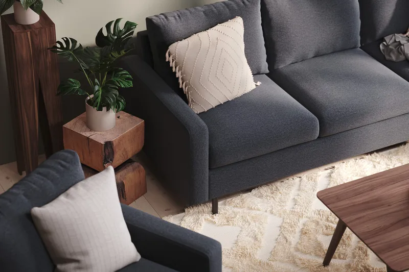 Peppe 3-sits Vändbar L-formad Divansoffa i Tyg - Mörkgrå - Möbler - Soffa - Divansoffor & schäslongsoffa