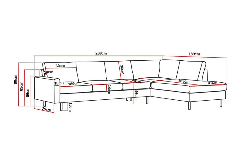 Peppe 4-sits Högervänd L-formad Schäslongsoffa i Manchester - Beige - Möbler - Soffa - Divansoffor & schäslongsoffa
