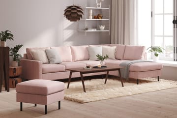 Peppe 4-sits Högervänd L-formad Schäslongsoffa i Manchester - Rosa - Möbler - Soffa - Divansoffor & schäslongsoffa