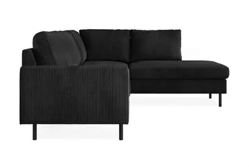 Peppe 4-sits Högervänd L-formad Schäslongsoffa i Manchester - Svart - Möbler - Soffa - Divansoffor & schäslongsoffa