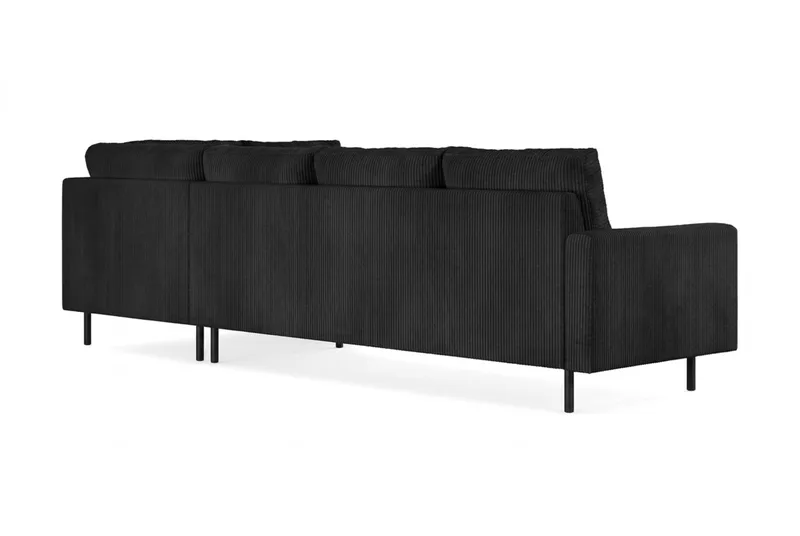 Peppe 4-sits Högervänd L-formad Schäslongsoffa i Manchester - Svart - Möbler - Soffa - Divansoffor & schäslongsoffa